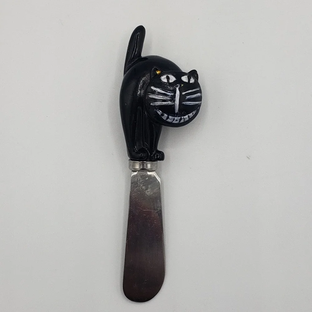 Retro‎ Black Cat Cheese Spreader Halloween Cheshire